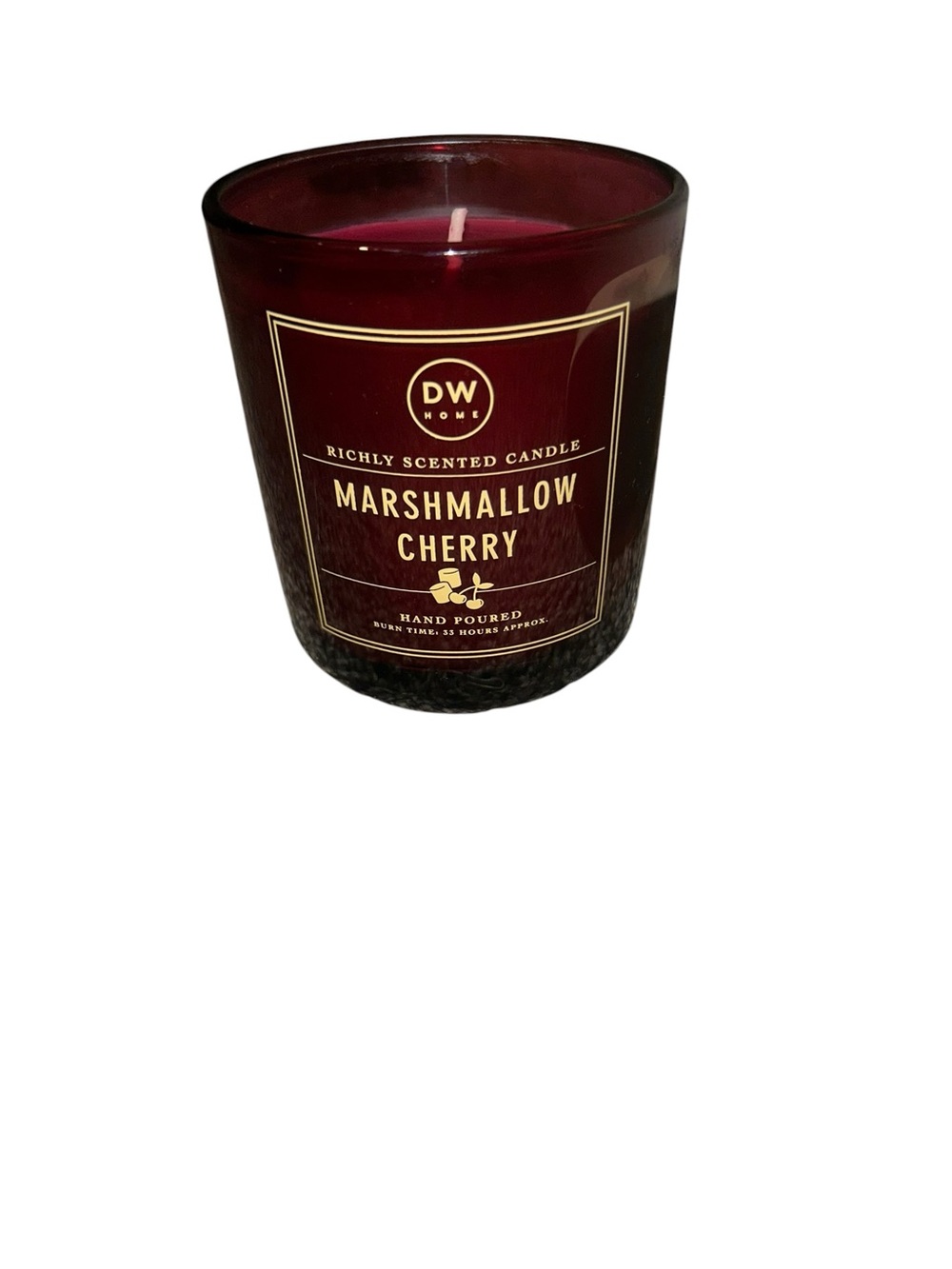 DW Home Marshmallow Cherry Candle - Burgundy with Gold Accents